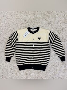 NWT Comme des Garçons PLAY Striped Cardigan Black Heart